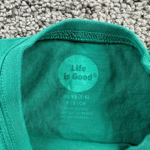 Life Is Good Shirt Boys Small Green Feelin Lucky Irish Clover Short Sleeve Kids* - Picture 4 of 9