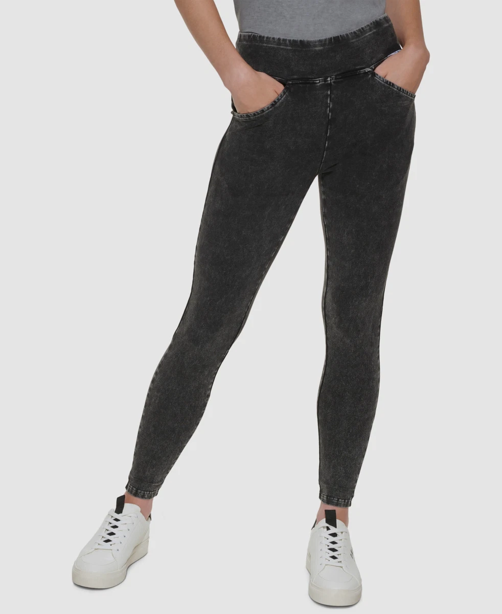 $59 Dkny Jeans Women's Black Stretch High Waisted Form Fitting Legging Pant  XL