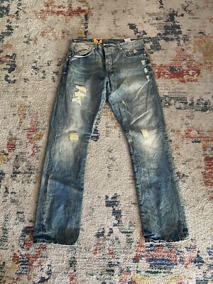 Men's G-Star Raw 3301 Morris Tapered, Trash Destroy Jeans Size W31/32L 