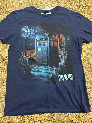 Dr Who The Daleks Graphic Blue Short Sleeve T-Shirt Adult Mens Size Small