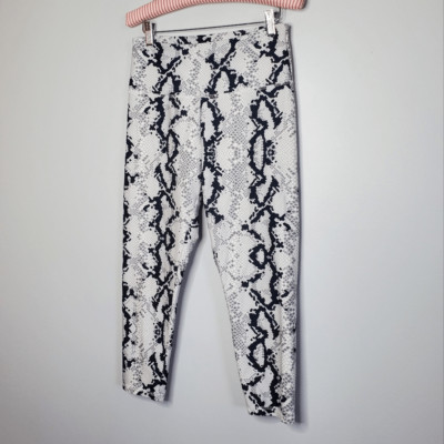 S Snakeskin Print Capri Pants Gray Blue White Workout Athletic Wear