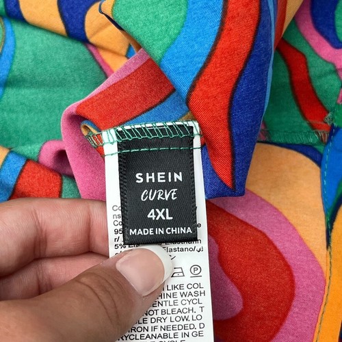 Shein Multicolored Abstract Short Sleeve A-Line Dress Women's Size 4XL NEW - Bild 2 von 6