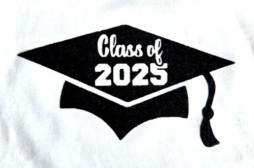 Graduation Cap School leavers class of 2025 diy iron on text heat transfer patch - Picture 2 of 12