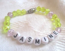 6 3/4" PERSONALIZED BEADED NAME BRACELET WITH THE NAME Jasmine-Handmade-New