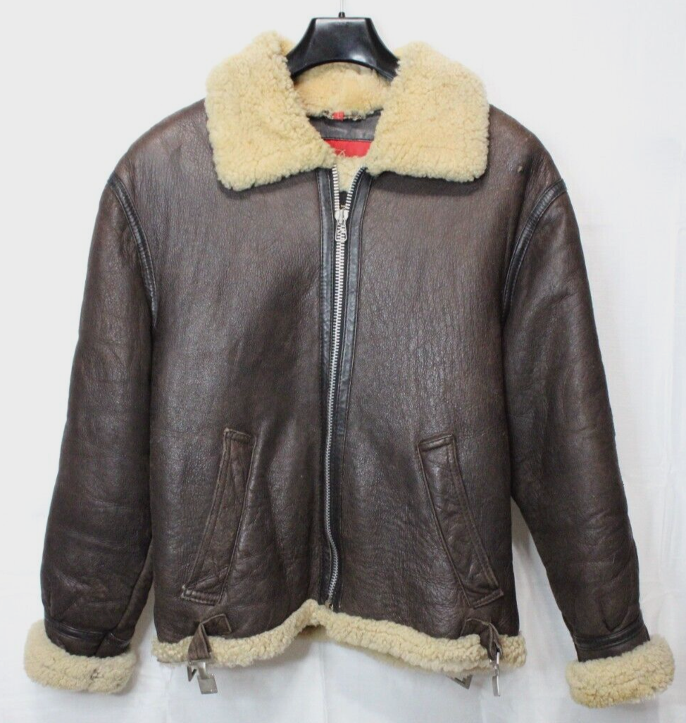 ジャケット・アウター VTG 90s WALTER DAVOUCCI JKT HIPHOP#RAP Walter Davoucci Shearling Leather Flight Bomber Jacket Sz