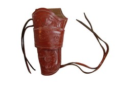 GUN HOLSTER REVOLVER PISTOL WESTERN UNI FIT OPEN BOTTOM FLORAL TOOLED LEATHER