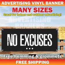 NO EXCUSES Workout Banner Vinyl Sign Motivation Poster Fitness Gym