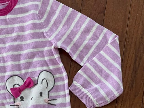NWT Gymboree Purple Ivory Striped Mouse Face Sweater Size 4 4T - Picture 3 of 8