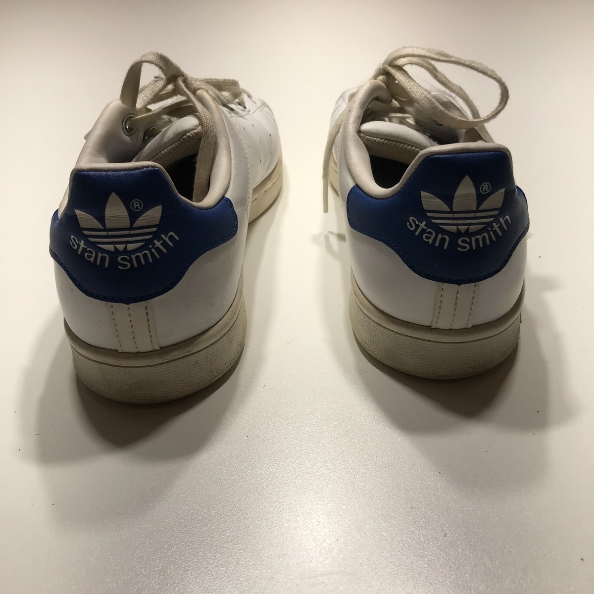 Adidas Stan Smith Shoes Men 8 White Blue Leather Low Lace Retro Athletic Sneaker Adidas Stan Smith Shoes White Green Leather Low Top Casual  main image 2