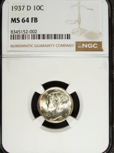 1937 D NGC MS 64 FB Mercury Silver Dime ☆☆ Great For Sets ☆☆ 002