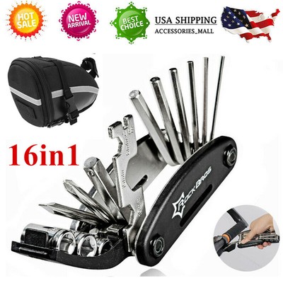 Roswheel Portable 16-in-1 Bicycle Saddle Bag Rear Bike MTB Tire Repair Tool Kit