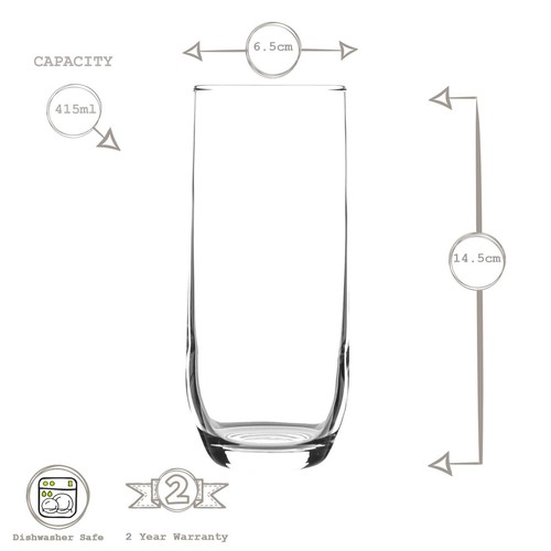12x Sude Highball Glasses Modern Long Drink Glass Cocktail Tumblers 415ml - Picture 3 of 5