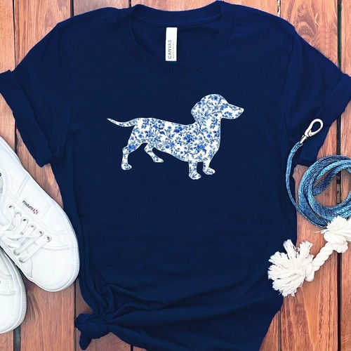 TOILE CHINOISERIE DACHSHUND T-SHIRT - Picture 23 of 36