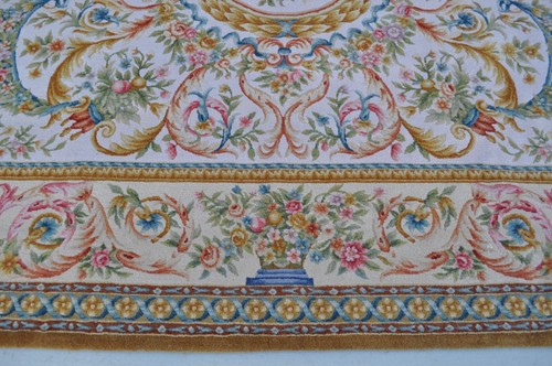 Alfombra de lana francesa Savonnerie | alfombra de área de lana gruesa y de felpa anudada a mano 9'x12' - Imagen 5 de 12