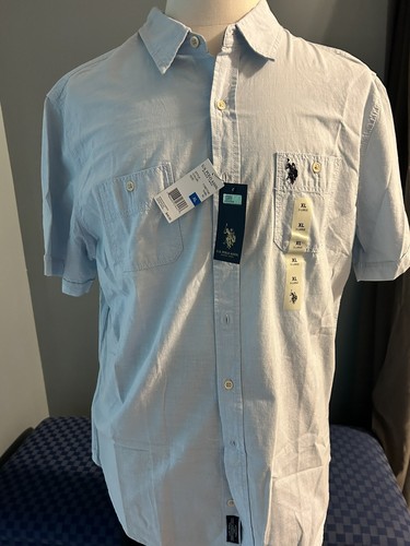 US Polo Assn Size XL Light Blue Short Sleeve Button Down Shirt 100% Cotton NWT - Picture 6 of 12