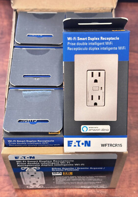 6 Pack - Eaton WFTRCR15-SG Silver Granite WIFI Smart Receptacle 15A 125V Alexa