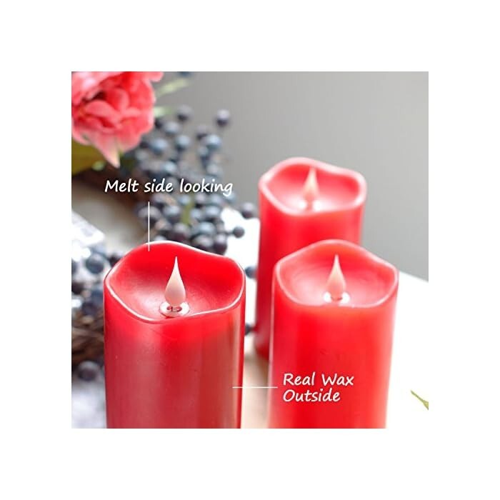 Red Candle, Simplex Candle 3D Candle Fireless flame Real Wax LED Melted ...
