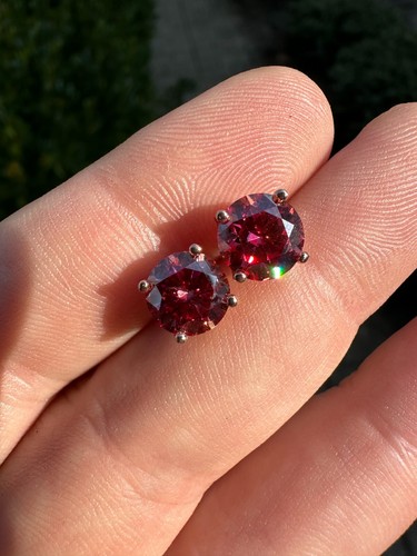 Echte rosa Moissanit Ohrstecker 14 Karat Roségold 925 Silber Herren Damen 3-8 mm - Bild 4 von 21
