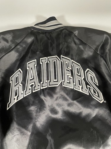 Vtg 90s Raiders Jacket Chalk Line Youth XL 18 20 Fits Mens S NFL Football Black - Foto 7 di 14