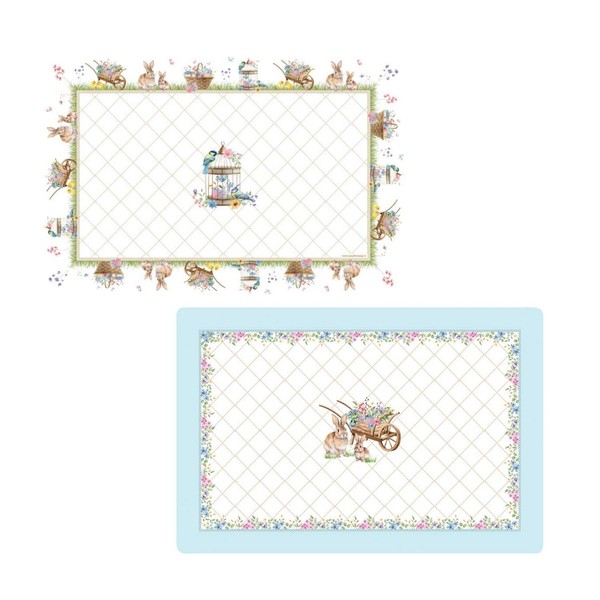 Platzset Spring Bloom Hasen Und Blumen Doppelseitig 45X30Cm Easy Life-image