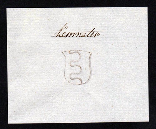 18. C.Kemnater Kemnat Handwriting Manuscript Emblem Manuscript Coat of Arms - Picture 1 of 1
