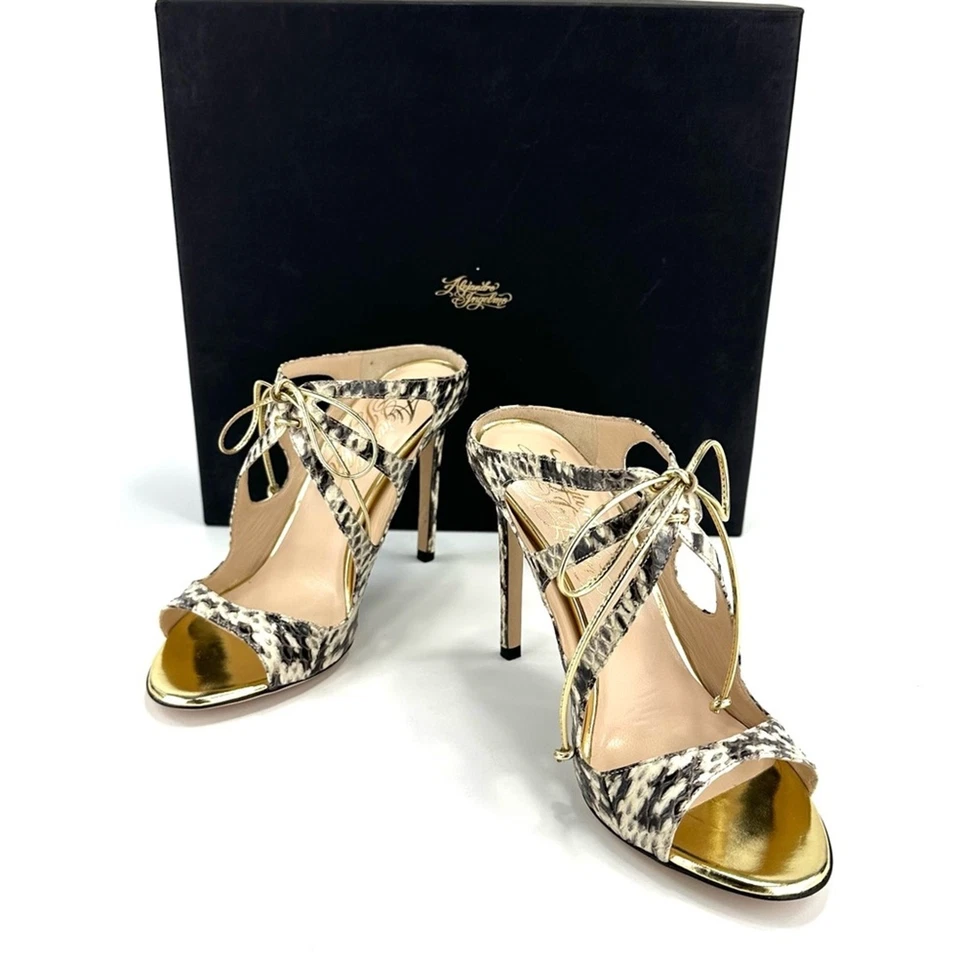 Alejandro Ingelmo Stiletto Heel Sandal Size 6.5 Snake Print Leather Slip-On New - Image 3 of 4