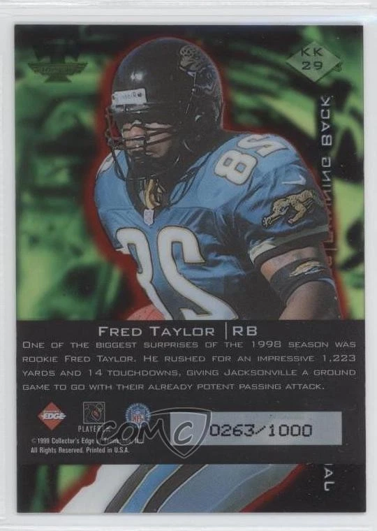 1999 Collector's Edge Triumph K-Klub /1000 Fred Taylor #KK29 - Image 2 of 2