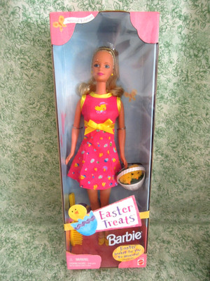 LC-2552 BARBIE doll ''EASTER TREATS BARBIE'' pink dress 1999 MIB