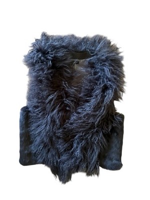 Alberto Makali Real Rabbit & Lamb Fur Vest Gray Festival Shaggy Goth Boho Size S