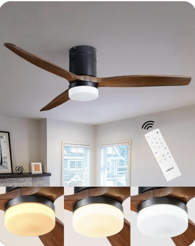 EDISHINE 52 Inch Ceiling Fan with Light, Modern Ceiling Fan with Light
