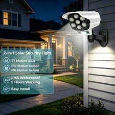 Solar POWER Dummy Security Camera Waterproof Fake CCTV with Flashing LED Outdoor