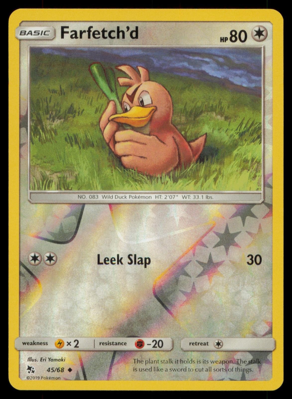 FARFETCH'D 45/68 UC HIDDEN FATES POKEMON REVERSE HOLO NM