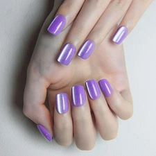 Lavender Cat Eye Press on Nails Short Square, Short Square Stick on Nails for...