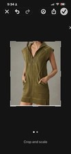 Women’s Green Sleeveless High Neck Zip Front Shift Dress w/ Pockets Size S