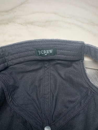 J Crew grau & marineblau verstellbare Riemen Kappe Mütze Wolle - Bild 10 von 12