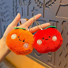 Fruit Plush Keychain Orange Apple Soft Bag Charm Kawaii Food Keyring Gift