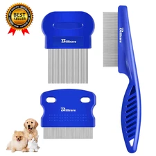 3 Pack Dog Grooming Comb Flea Lice Pet Combs Stainless Steel Cat Combs Rounded