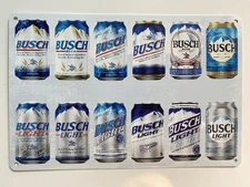 Busch Light - Busch Beer Metal Sign - History Of Cans - Man Cave - Bar - Pub