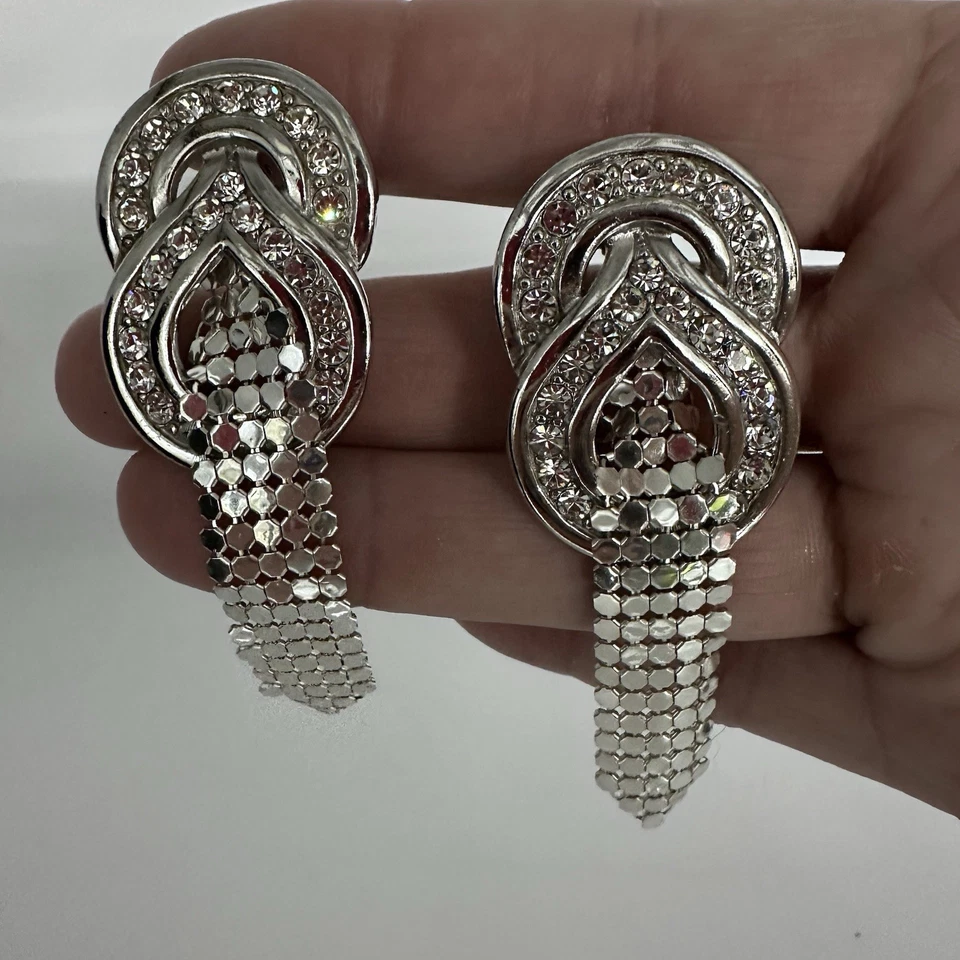 Brincos pendurados femininos de prata cristal transparente 3" joias de casamento formatura elegante diversão - Imagem 3 de 4