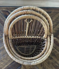 Set Of Three Brown Wicker Hanging Baskets From Lillian Vernon; 9/8/7 Length