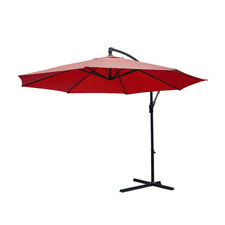 KCT 3M BURGUNDY OUTDOOR GARDEN PARASOL SHADE CANTILEVER PATIO HANGING UMBRELLA