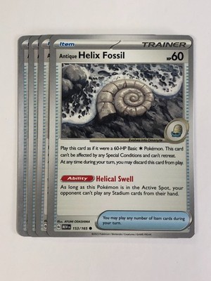 Pokemon TCG 151 4x Playset Antique Helix Fossil 153/165 Near Mint
