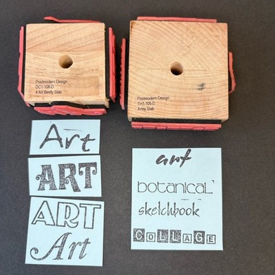 Creative Art Collage Sketchbook Word LOT of 8 Images 4-sided Cube Rubber Stamps