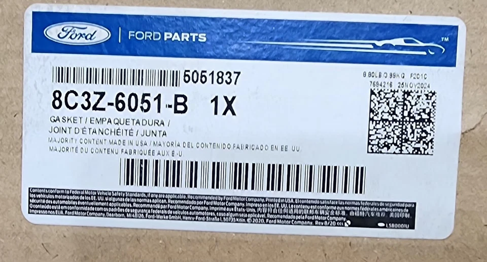 Par de juntas de cabeza Ford originales OEM con pernos para 08-10 Ford 6,4 L 8C3Z-6051-B Foto 2 de 3