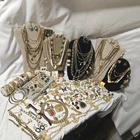 Vtg Lot 200 Pc Trifari Monet Brooches Earrings Signed Unsign All GOLD TONE 7#
