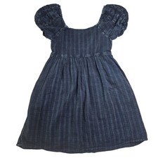 American Eagle Chambray Dress XS Cottagecore Puff Sleeve Babydoll Prairie Blue