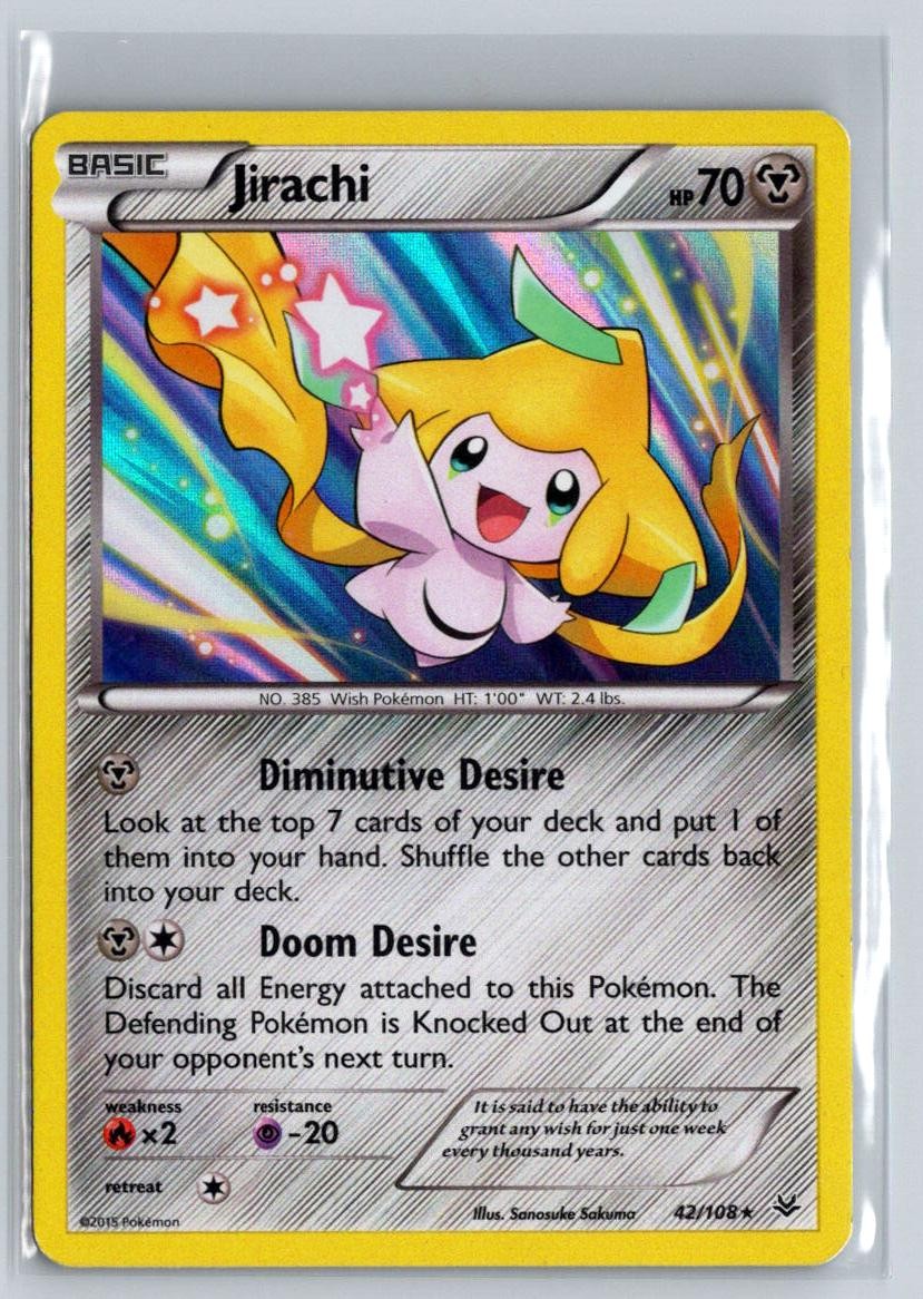 Jirachi 42/108 Holo Rare Roaring Skies Pokemon Moderately Played