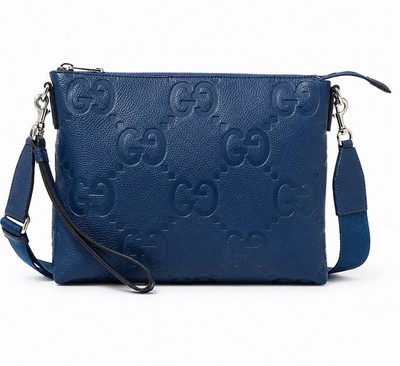 Gucci Herren Messenger Pouch Tasche GG geprägt blau Leder Crossbody Riemen UVP 1200£
