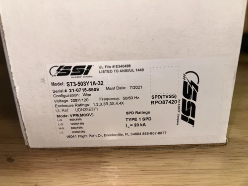 SURG ST3-0503Y1A-32 50KA TYPE 1 3 PHASE 120/208V NEMA 4X