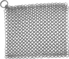 316 Stainless Steel Cast Iron Chainmail Scrubber Cleaner, Skillet Grill Scraper 